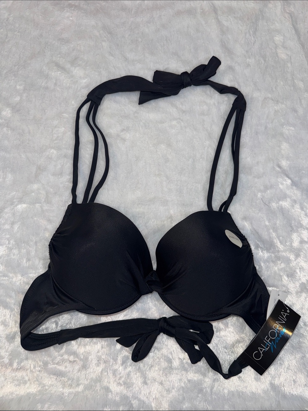 California Waves Black Halter Padded Bikini Top